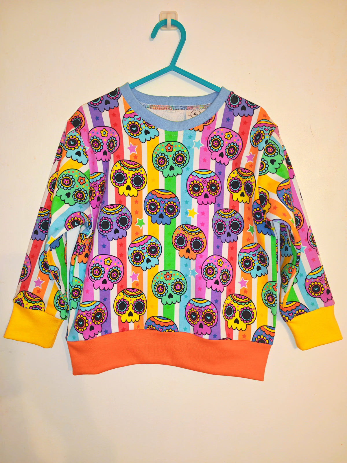 3-4 years rainbow skulls jumper
