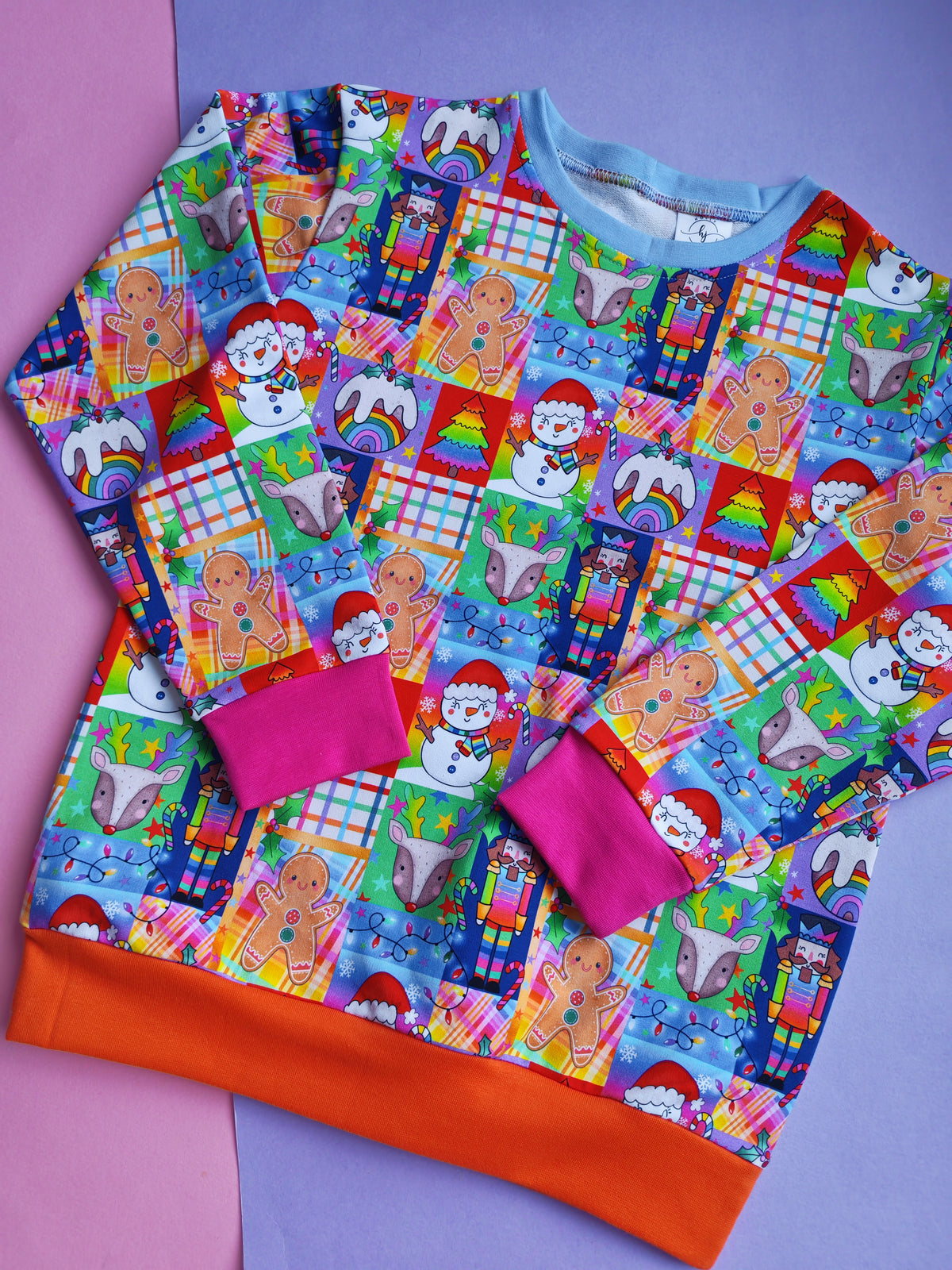 9-10 Years rainbow patchwork jumper