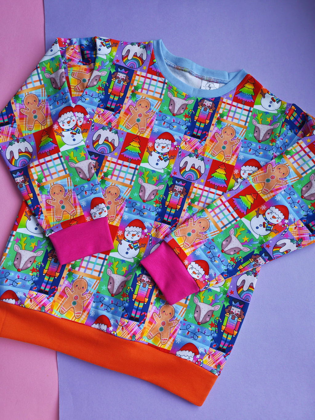 9-10 Years rainbow patchwork jumper