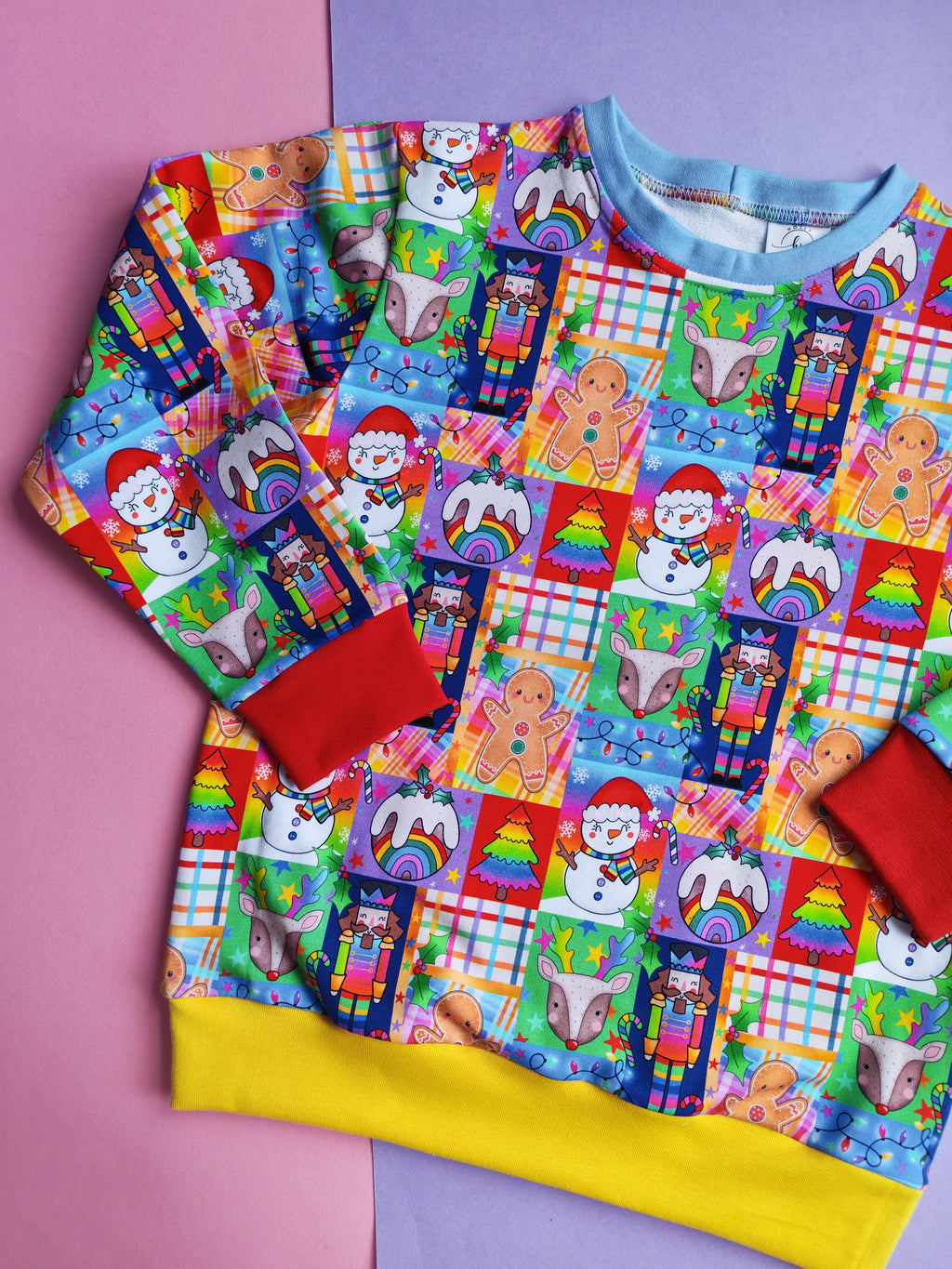 8-9 Years rainbow patchwork jumper