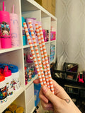 Peach & White Straw