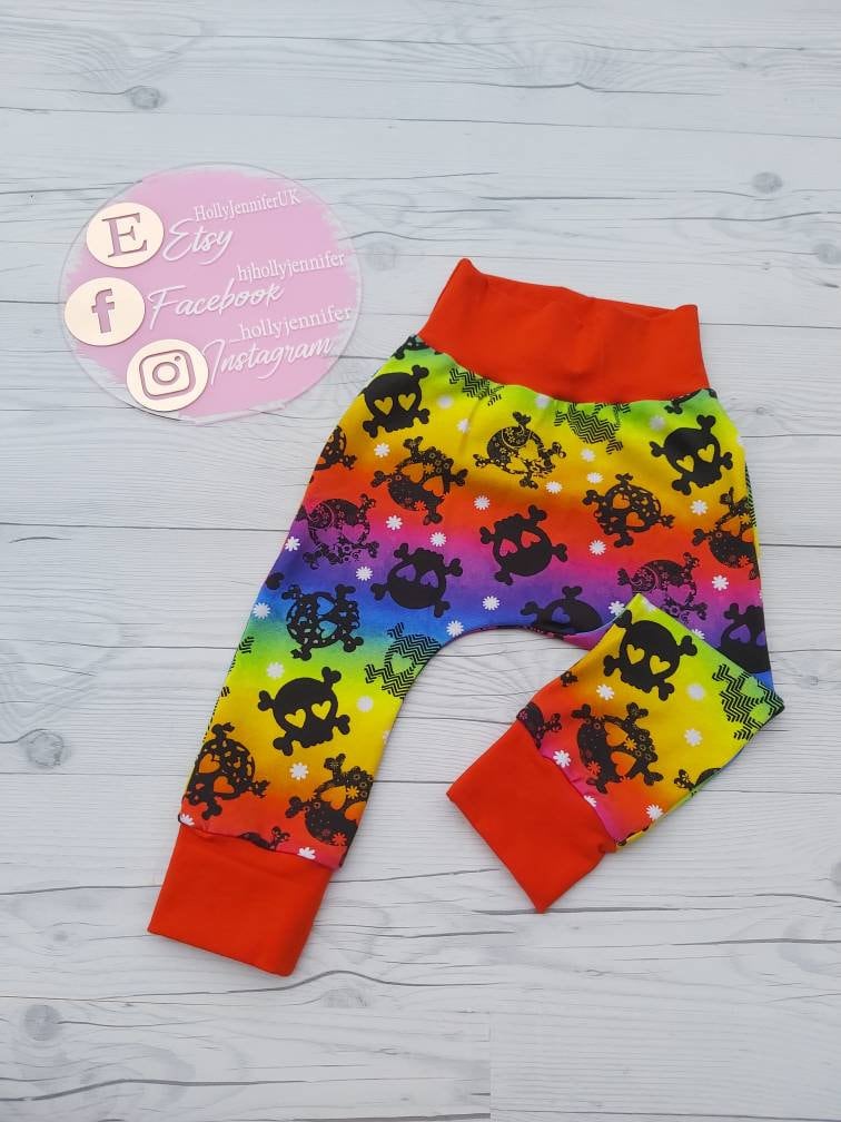 Baby Harems, Unisex Harem Leggings, Boy Clothing, Skull Print Legging, Baby Girl