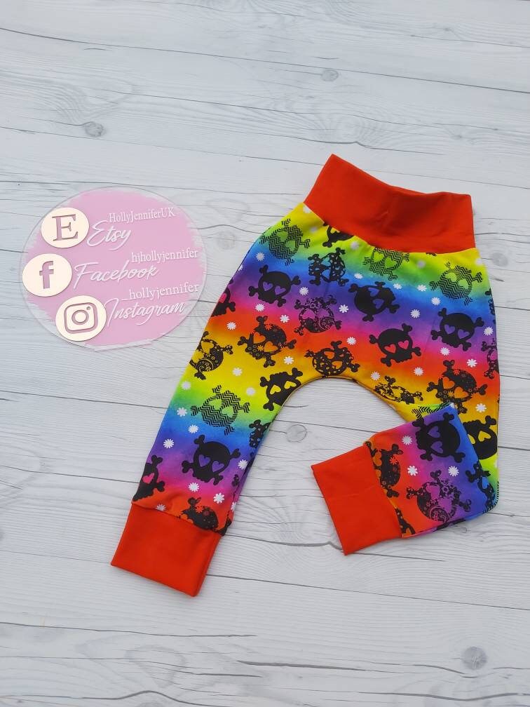Baby Harems, Unisex Harem Leggings, Boy Clothing, Skull Print Legging, Baby Girl