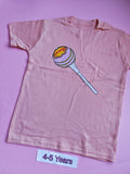 Peach children's t-shirt, 4-5 years, colourful Cheeky lollipop design