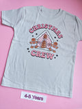 Frozen grey children's Christmas Crew t-shirt with gingerbread house design, size 4-5 years