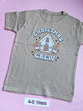 Taupe children's t-shirt, 4-5 years, Christmas Crew gingerbread house and gingerbread people design