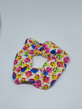 Colourful handmade scrunchie with cute monster print