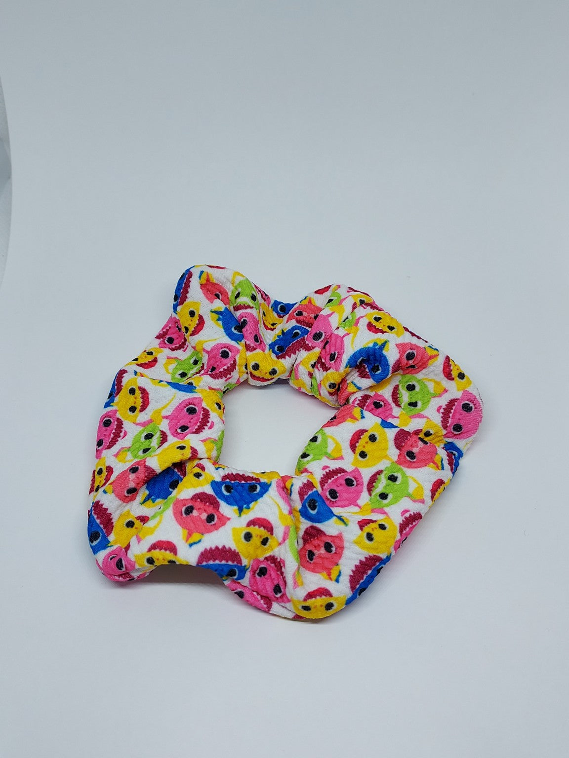 Colourful handmade scrunchie with cute monster print