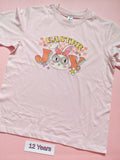 Pale pink children's Easter T-shirt with cute bunny design, size 12 years