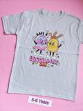 Frozen grey children's Easter t-shirt with colourful Eggcellent Day Easter egg characters, size 5-6 years