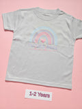 Frozen grey children's T-shirt with pastel rainbow Future Boss Babe design, size 1-2 years