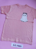 Peach children's t-shirt, 4-5 years, cute Hey Boo ghost design