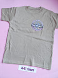 Frozen grey children's t-shirt front with dinosaur design, size 4-5 years