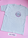 Frozen grey children's t-shirt front with dinosaur design, size 4-5 years