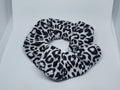 Large handmade black and white leopard print fabric scrunchie
