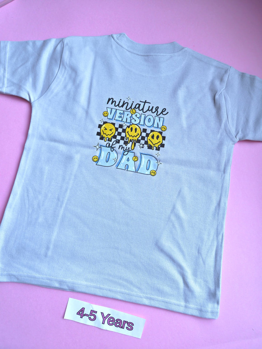 Frozen grey children's t-shirt back with 'miniature version of my dad' design, size 4-5 years