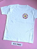 White children's t-shirt with colourful On My Mum's Last Nerve daisy design, 4-5 years, front