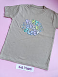 Taupe children's t-shirt, 4-5 years, Party Over Sleep design