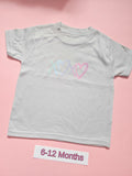 Frozen grey children's T-shirt with pastel rainbow LOVE design, size 6-12 months