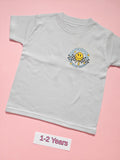 Frozen Grey children's T-shirt with Professional Patience Tester smiley design, size 1-2 years, front