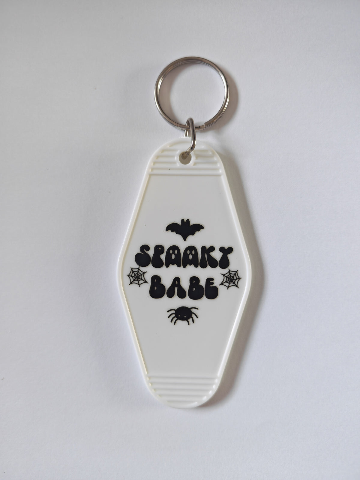Spooky Babe Motel Keychain - White