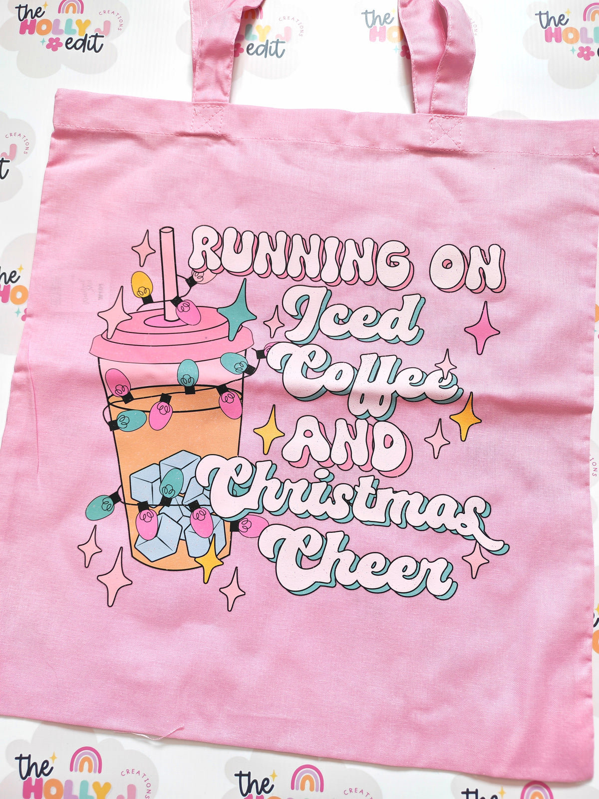 Running on iced coffee and Christmas cheer tote bag