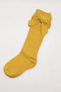 Mustard Knee High Bow Socks