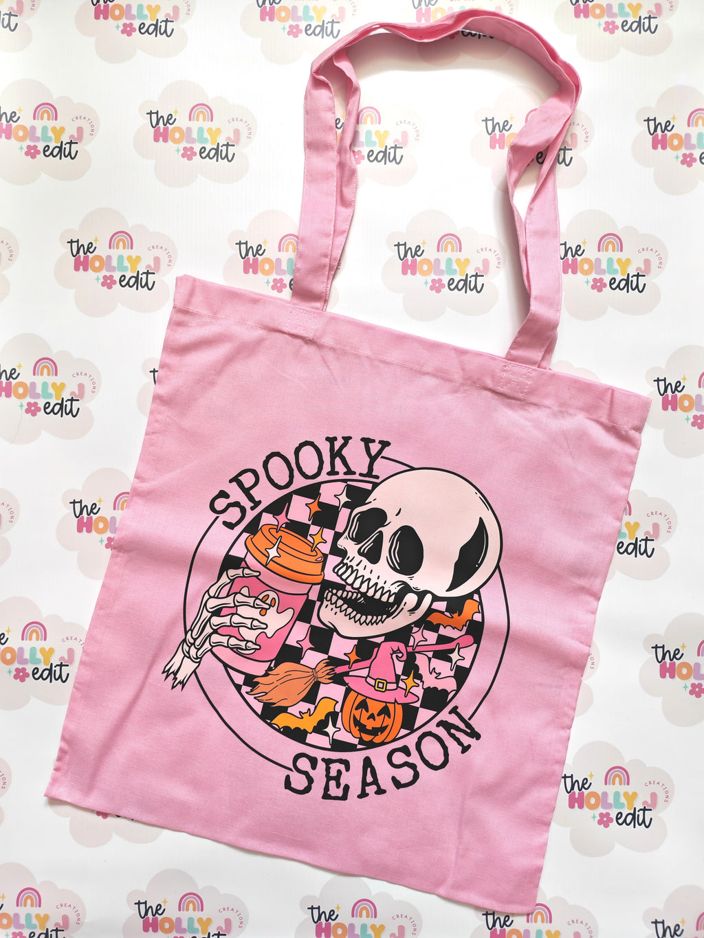 Spooky season pink tote bag