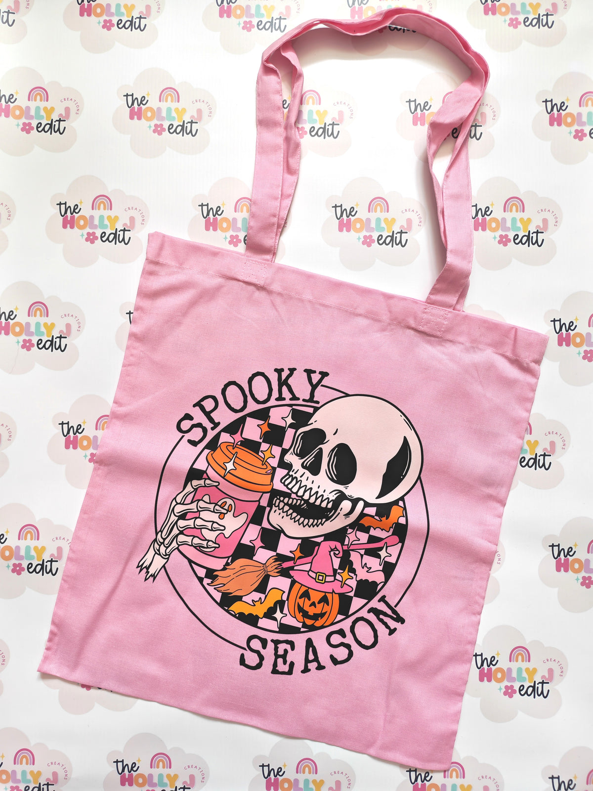 Spooky season pink tote bag