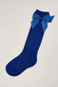 Navy Knee High Bow Socks