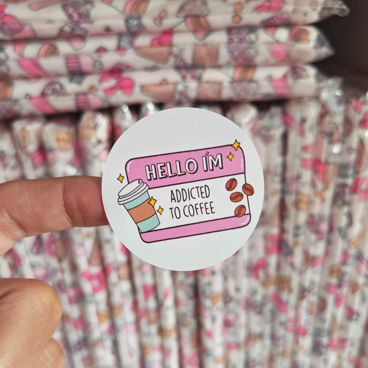 Hello I'm Addicted To Coffee Sticker