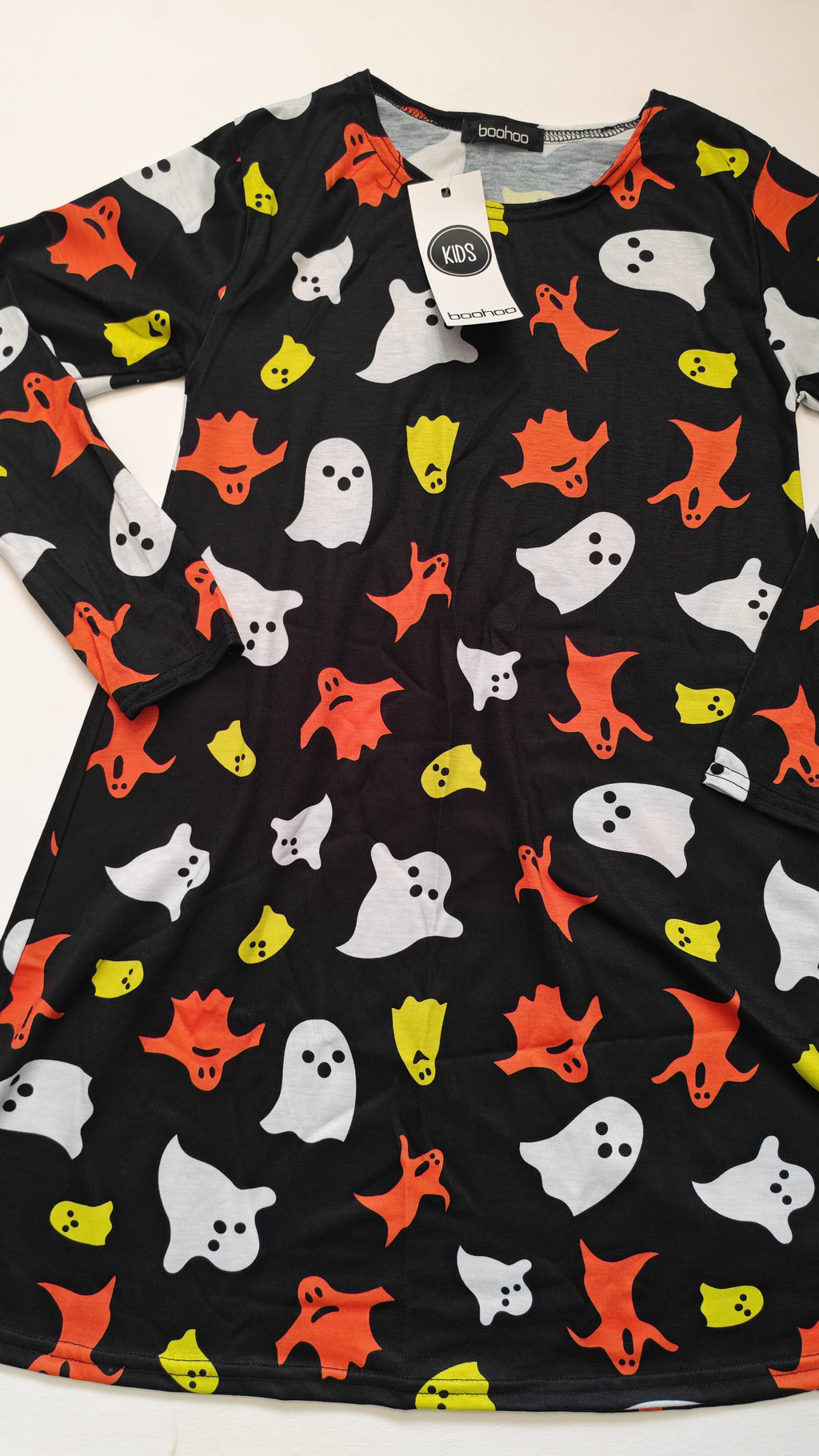 7-8 Years Girls Halloween Print Swing Dress