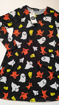7-8 Years Girls Halloween Print Swing Dress