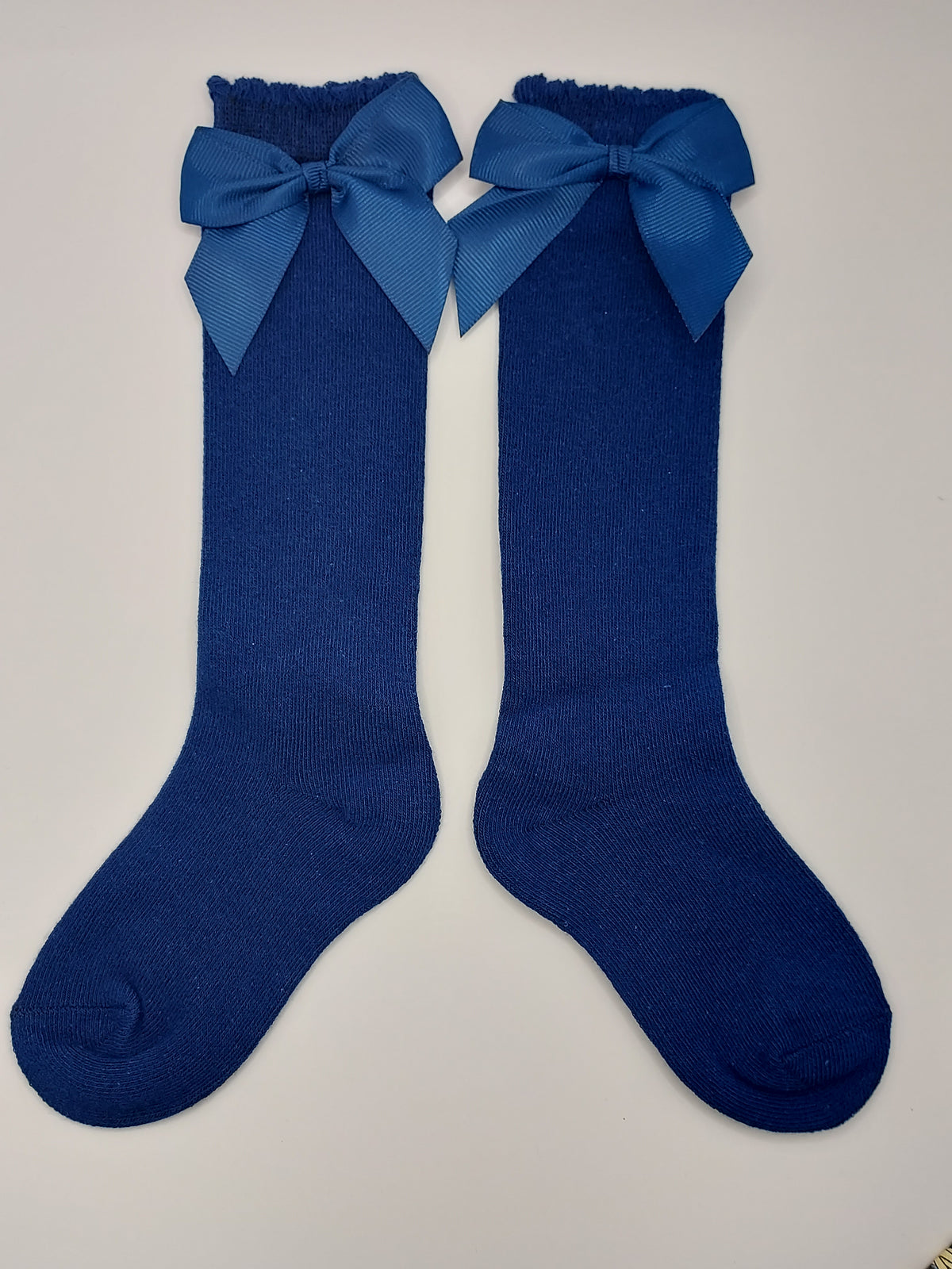 Navy Knee High Bow Socks