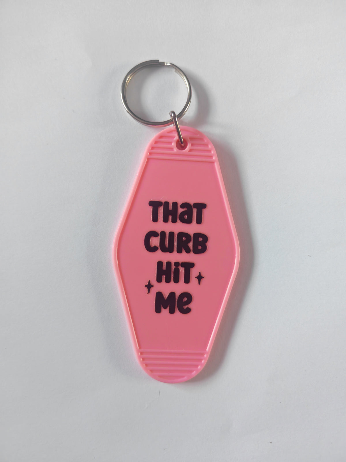 That Curb Hit Me Motel Keychain - Pink
