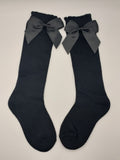 Black Knee High Bow Socks