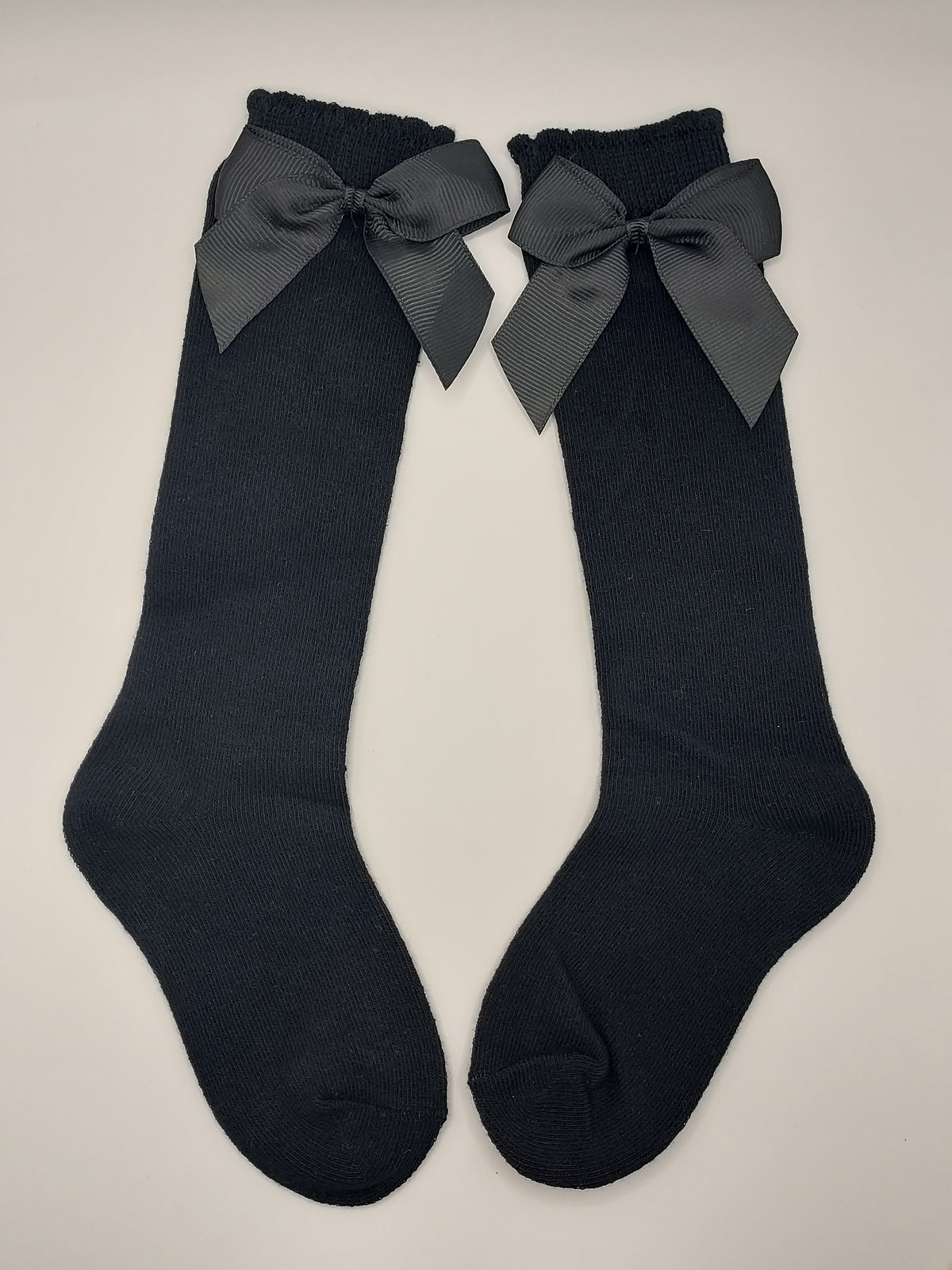 Black Knee High Bow Socks