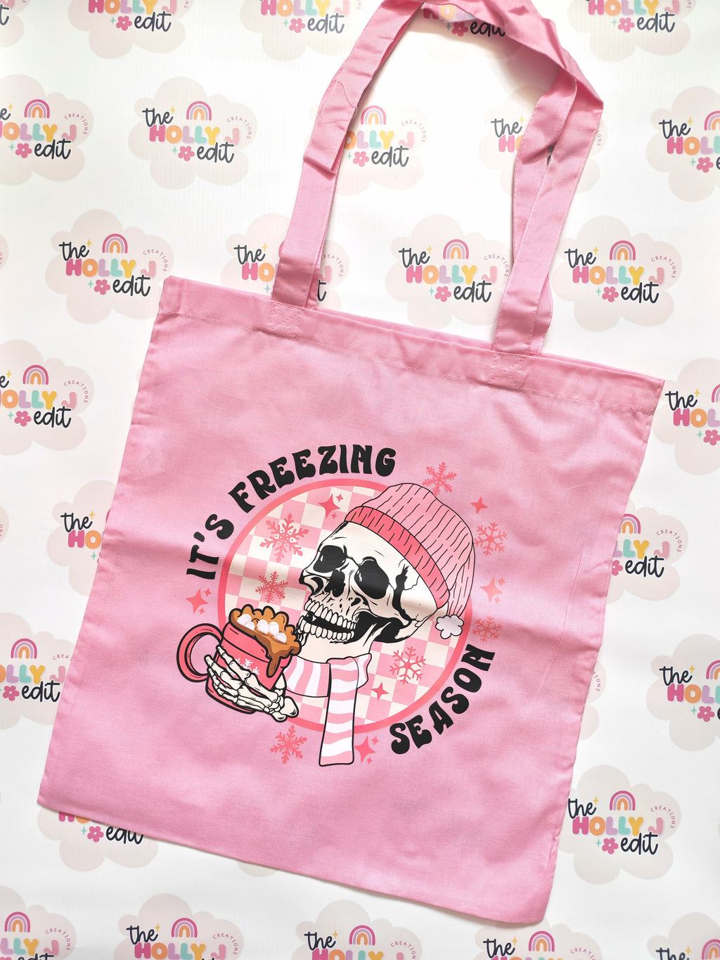 It's freezing season pink tote bag