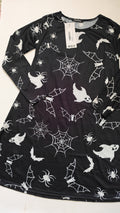 7-8 Years Girls Halloween Print Swing Dress