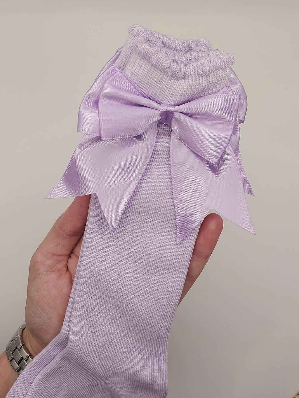 Lilac Knee High Bow Socks