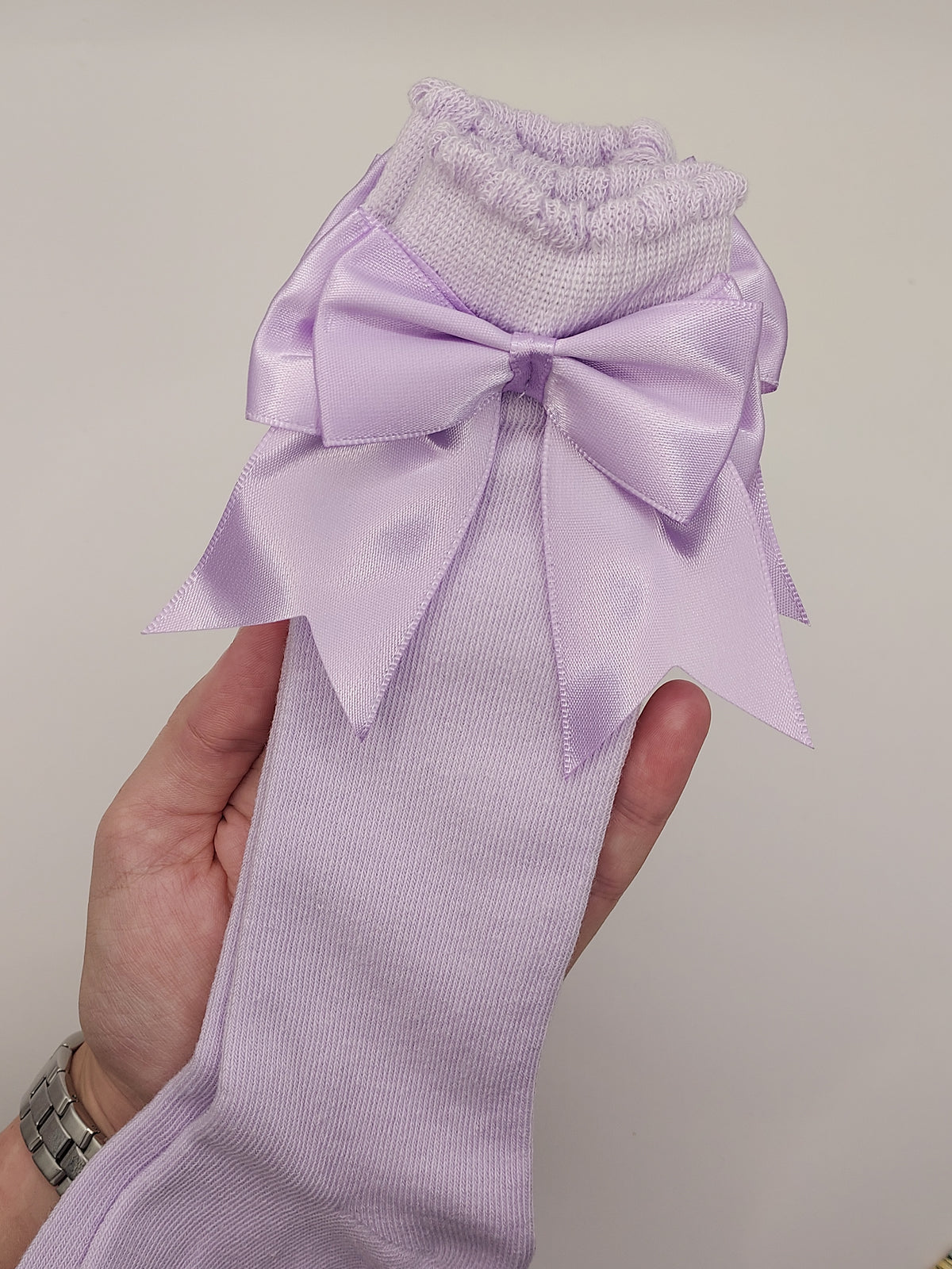 Lilac Knee High Bow Socks