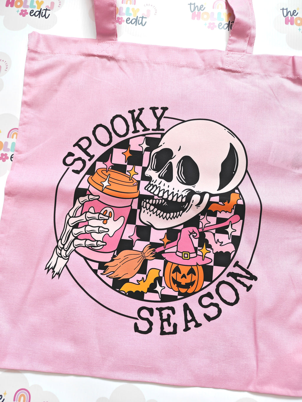 Spooky season pink tote bag