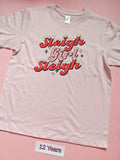 Pink children's Christmas t-shirt with Sleigh Girl Sleigh design, size 12 years