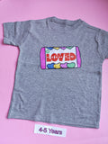 Grey children's t-shirt, 4-5 years, So Loved rainbow design