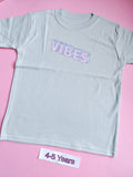 Frozen grey children's t-shirt with pastel VIBES design, size 4-5 years